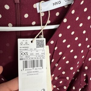 MNG Burgundy Polka Dot Dress